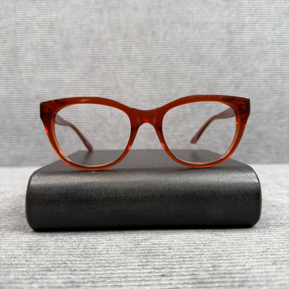 Amelia E.‎ Cat Eye Eyeglasses Amber Brown Acetate Frames 35-001065 51-19-145 Y2K